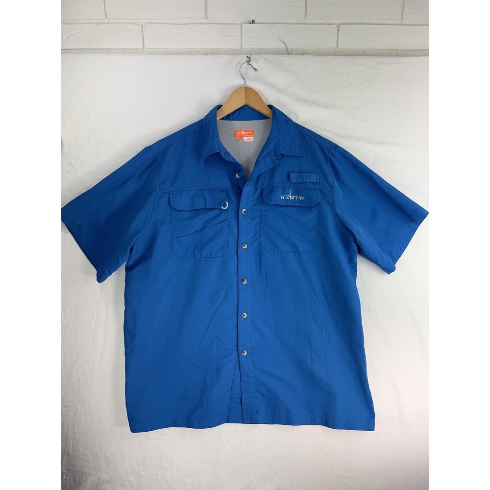 Habit Shirt Mens Large Blue Solar Factor 40 Fishing Outdoor Short‎ Sleeve TS1092